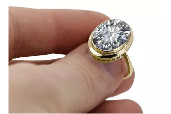 Anillo Circón Oro amarillo de 14 quilates Artesanía vintage vrc285y